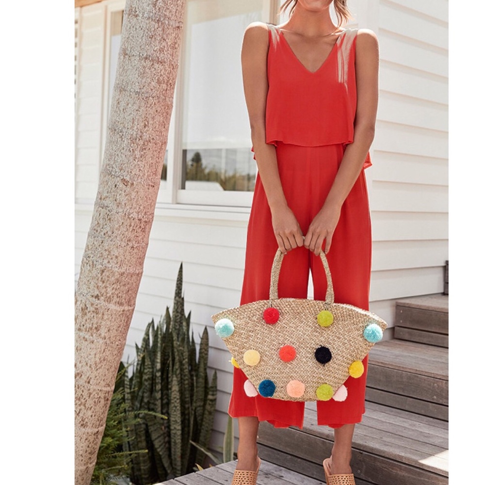 Endless Summer Red V Neck Jumpsuit - Picture 2 of 5